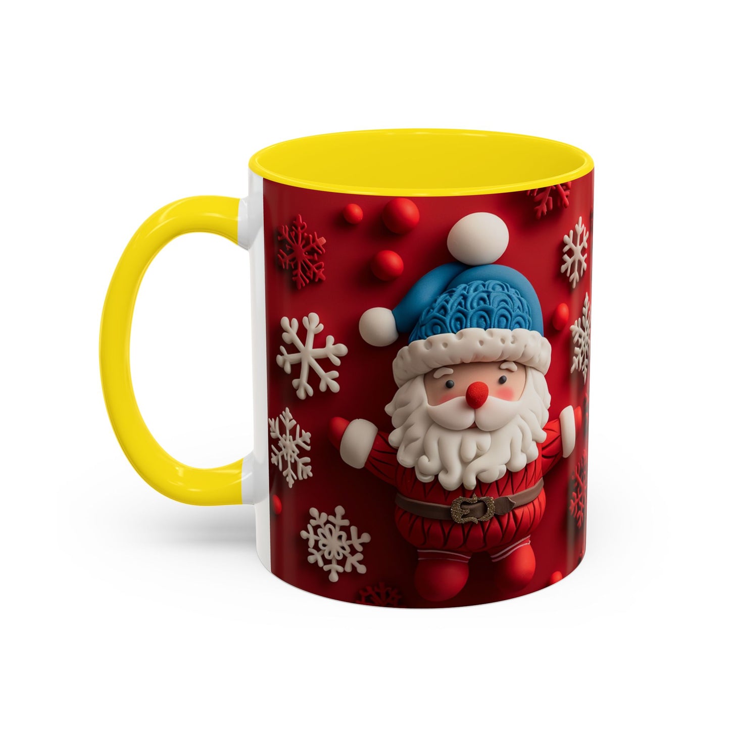 Santa Claus Pattern Mug | Red Snowflakes Christmas Coffee Cup
