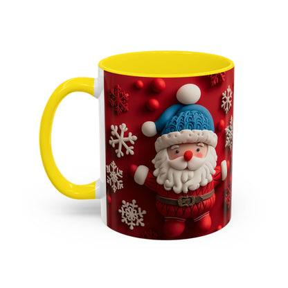 Santa Claus Pattern Mug | Red Snowflakes Christmas Coffee Cup