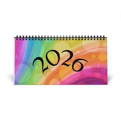 Minimal Pink Grid Desktop Calendar (2026) | Desk Planner