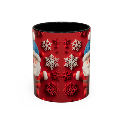 Santa Claus Pattern Mug | Red Snowflakes Christmas Coffee Cup