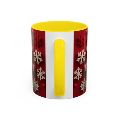 Santa Claus Pattern Mug | Red Snowflakes Christmas Coffee Cup