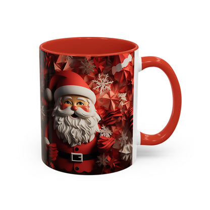 Santa Claus Mug | Christmas Santa Coffee Mug, Red Snowflake Holiday Ceramic