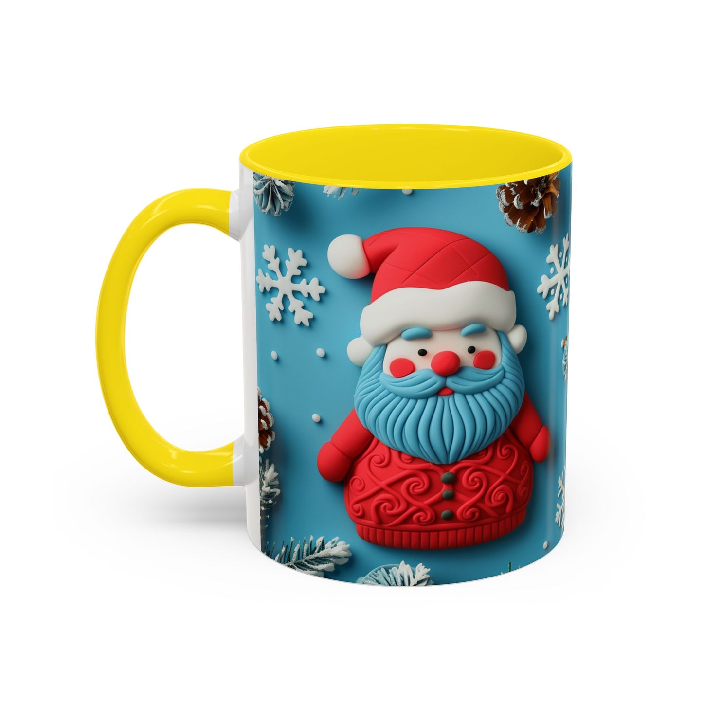 Blue Santa Claus Mug | Snowflakes Holiday Coffee Mug