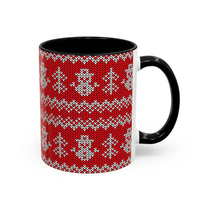 Snowman Knit Pattern Accent Mug | Christmas Holiday Coffee Cup