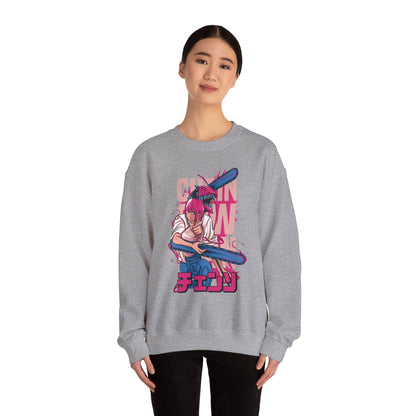 Cherry Anime Girl with Bat Crewneck Sweatshirt | Kawaii Japanese Text