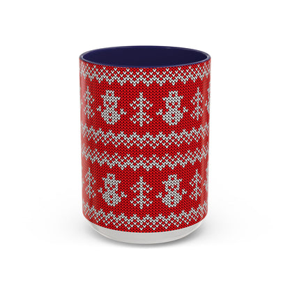 Snowman Knit Pattern Accent Mug | Christmas Holiday Coffee Cup