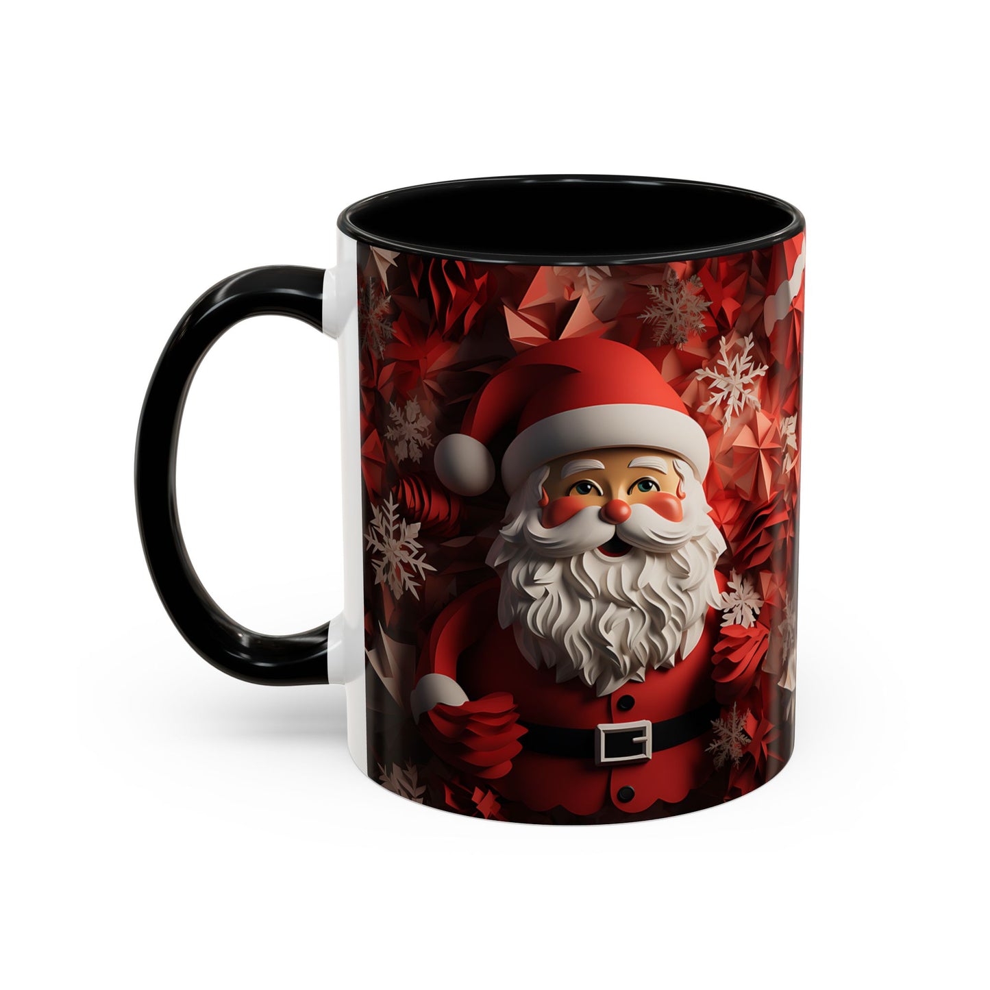 Santa Claus Mug | Christmas Santa Coffee Mug, Red Snowflake Holiday Ceramic