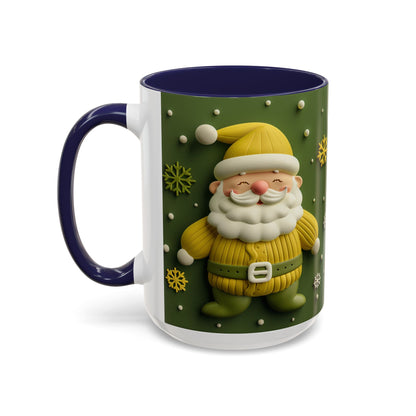 Yellow Santa Holiday Mug | Christmas Accent Coffee Mug (11,15oz)