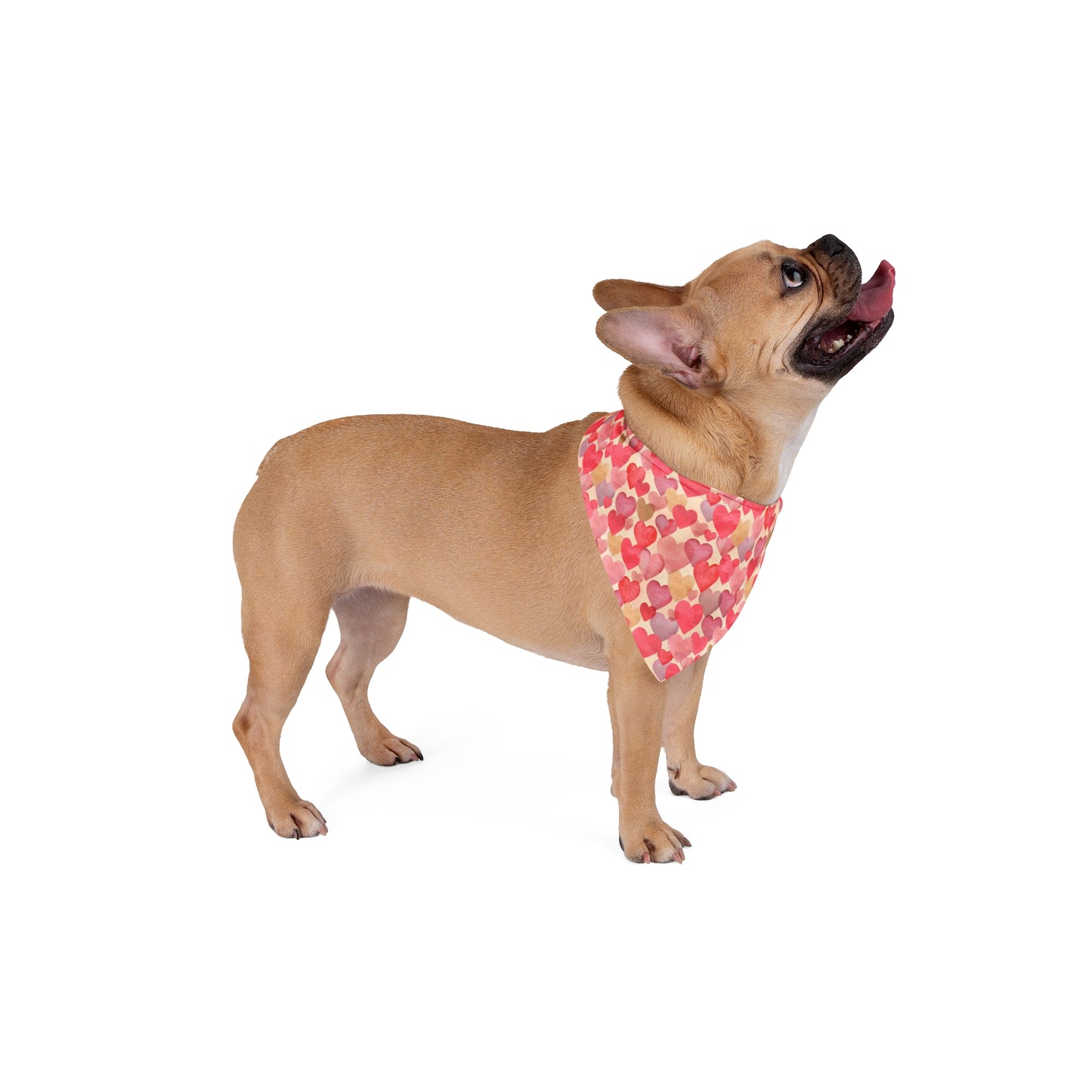 Valentine Watercolor Hearts Pet Bandana – Romantic Pink Dog & Cat Accessory