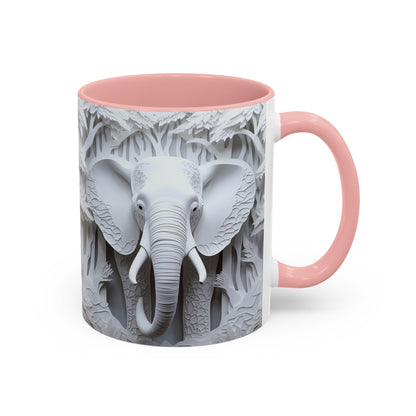 Elephant Relief Accent Coffee Mug  Grey Carved Jungle Design (11/15oz)