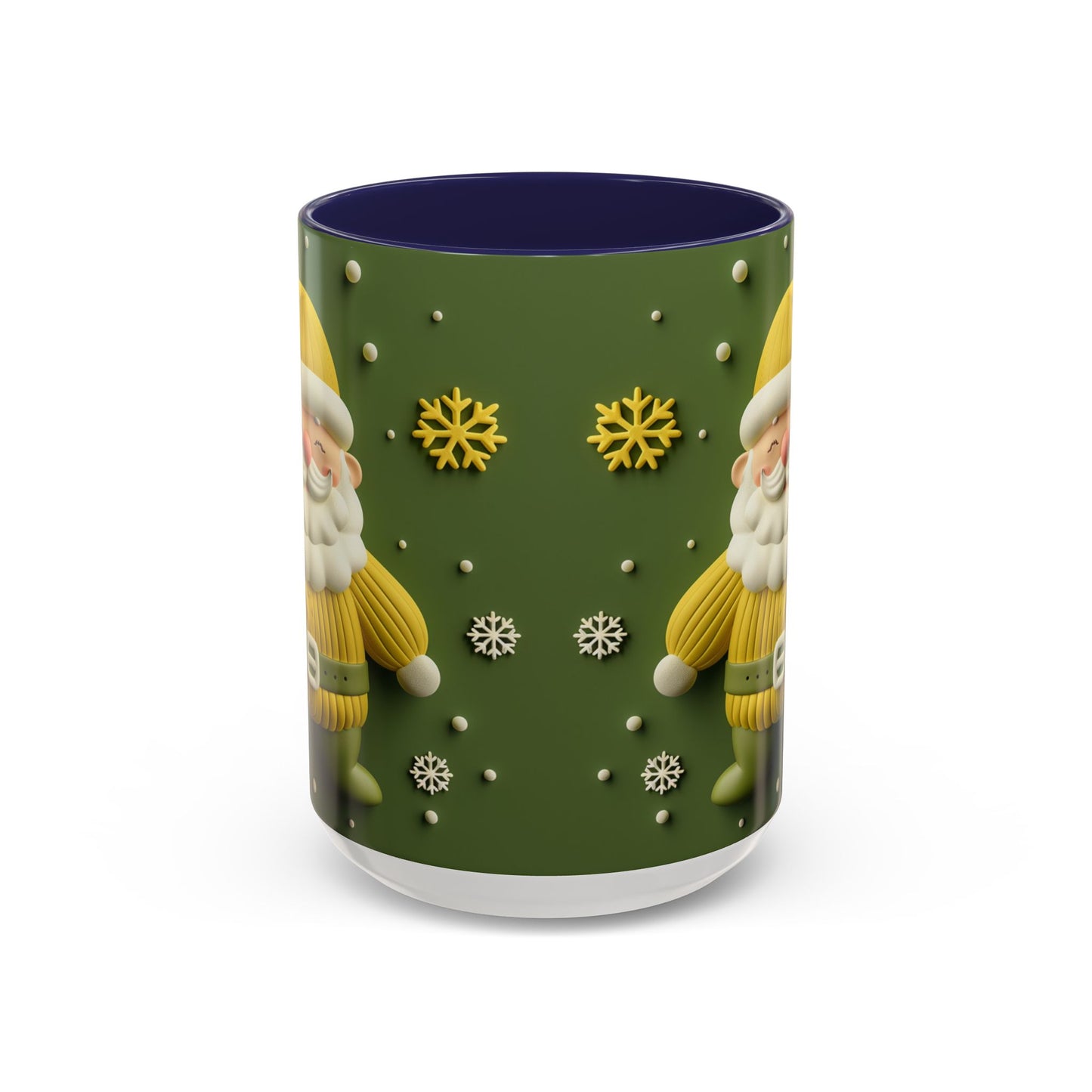 Yellow Santa Holiday Mug | Christmas Accent Coffee Mug (11,15oz)
