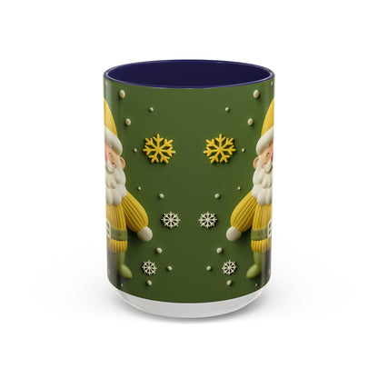 Yellow Santa Holiday Mug | Christmas Accent Coffee Mug (11,15oz)