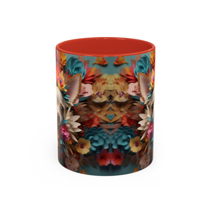 Chihuahua Floral Wreath Accent Coffee Mug — Colorful Pet Lover Gift (11/15oz)