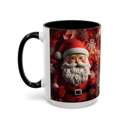 Santa Claus Mug | Christmas Santa Coffee Mug, Red Snowflake Holiday Ceramic