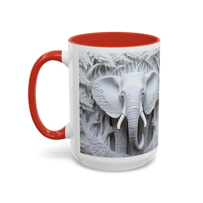 Elephant Relief Accent Coffee Mug  Grey Carved Jungle Design (11/15oz)