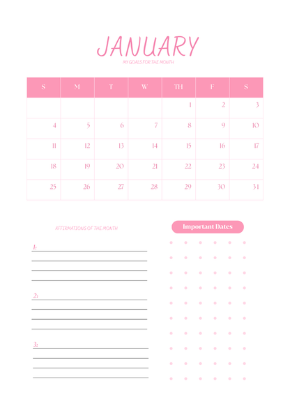 Pink Cat Inspired 2026 Planner | Digital Download