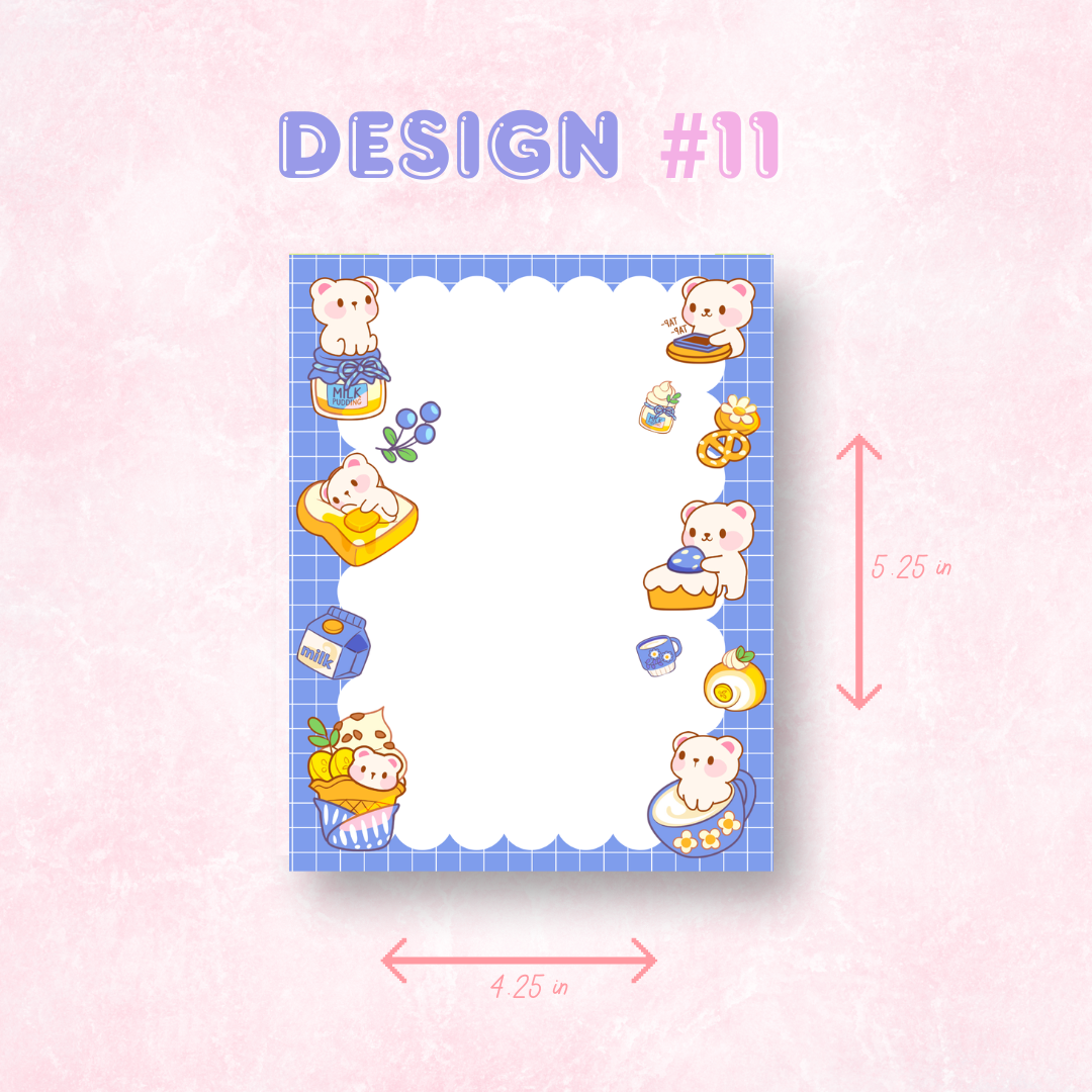 Kawaii Sticky Notepads | 50 Sheets (4.25 in x 5.25 in)