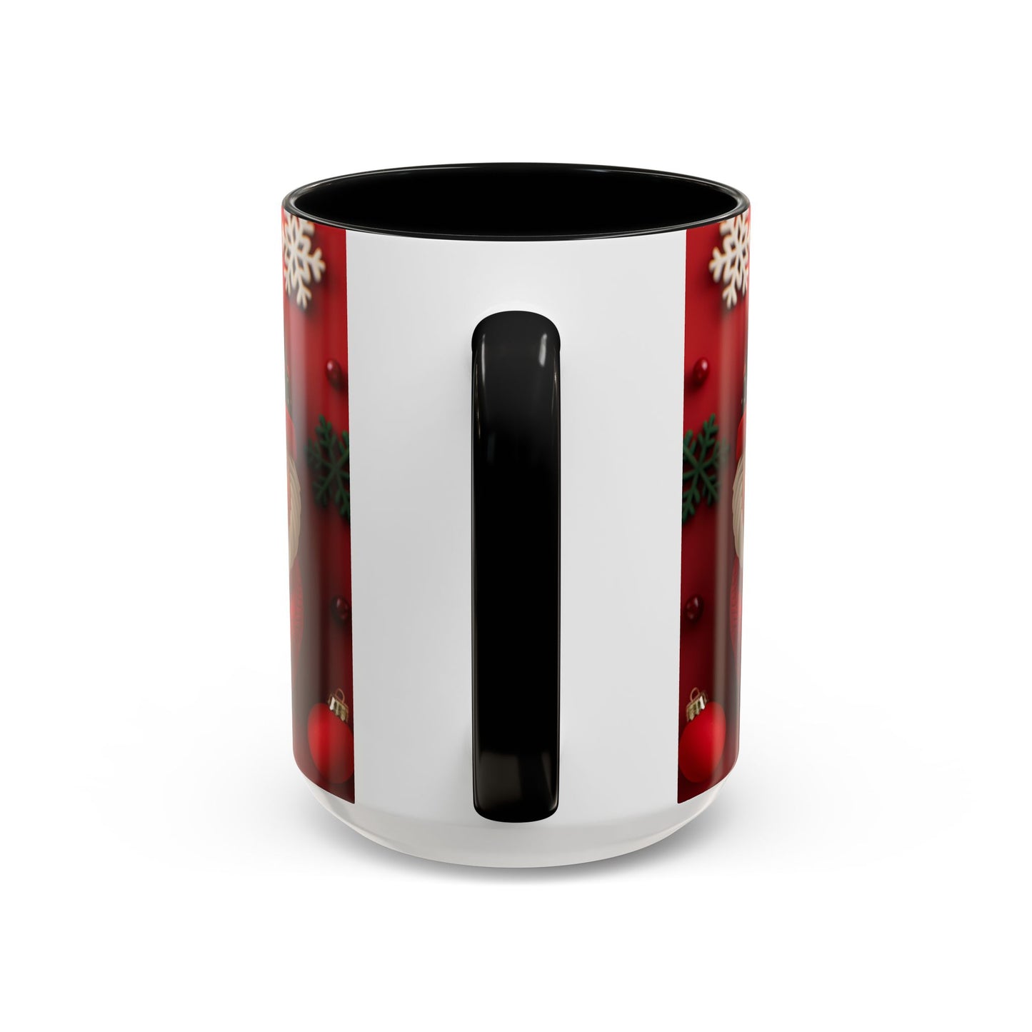 Cute Santa Pattern Accent Coffee Mug | Christmas Holiday Snowflakes