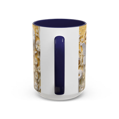 White Floral Relief with Butterflies Accent Mug | 11oz 15oz