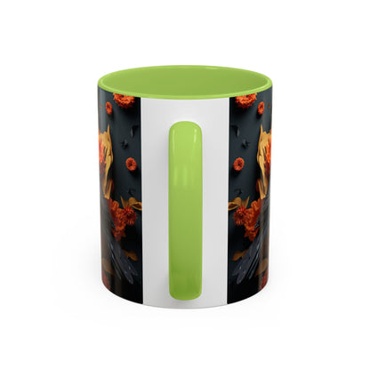 Autumn Raven Accent Coffee Mug — Black Crow & Orange Chrysanthemums (11/15oz)