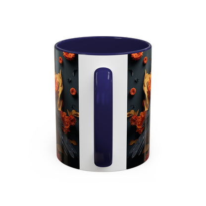 Autumn Raven Accent Coffee Mug — Black Crow & Orange Chrysanthemums (11/15oz)