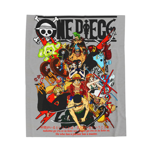 One Piece Characters Velveteen Plush Blanket | Anime Pirate Crew Throw