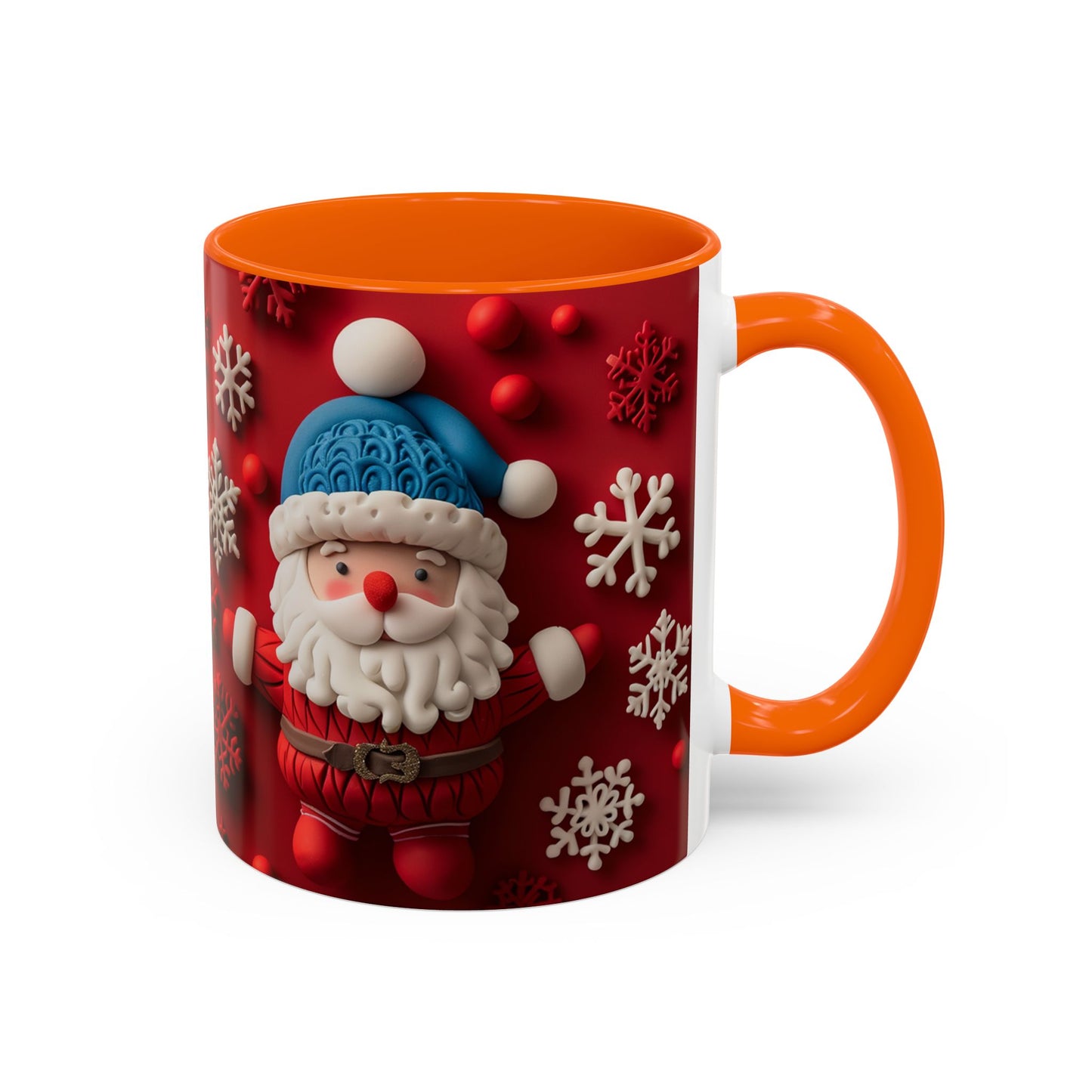 Santa Claus Pattern Mug | Red Snowflakes Christmas Coffee Cup