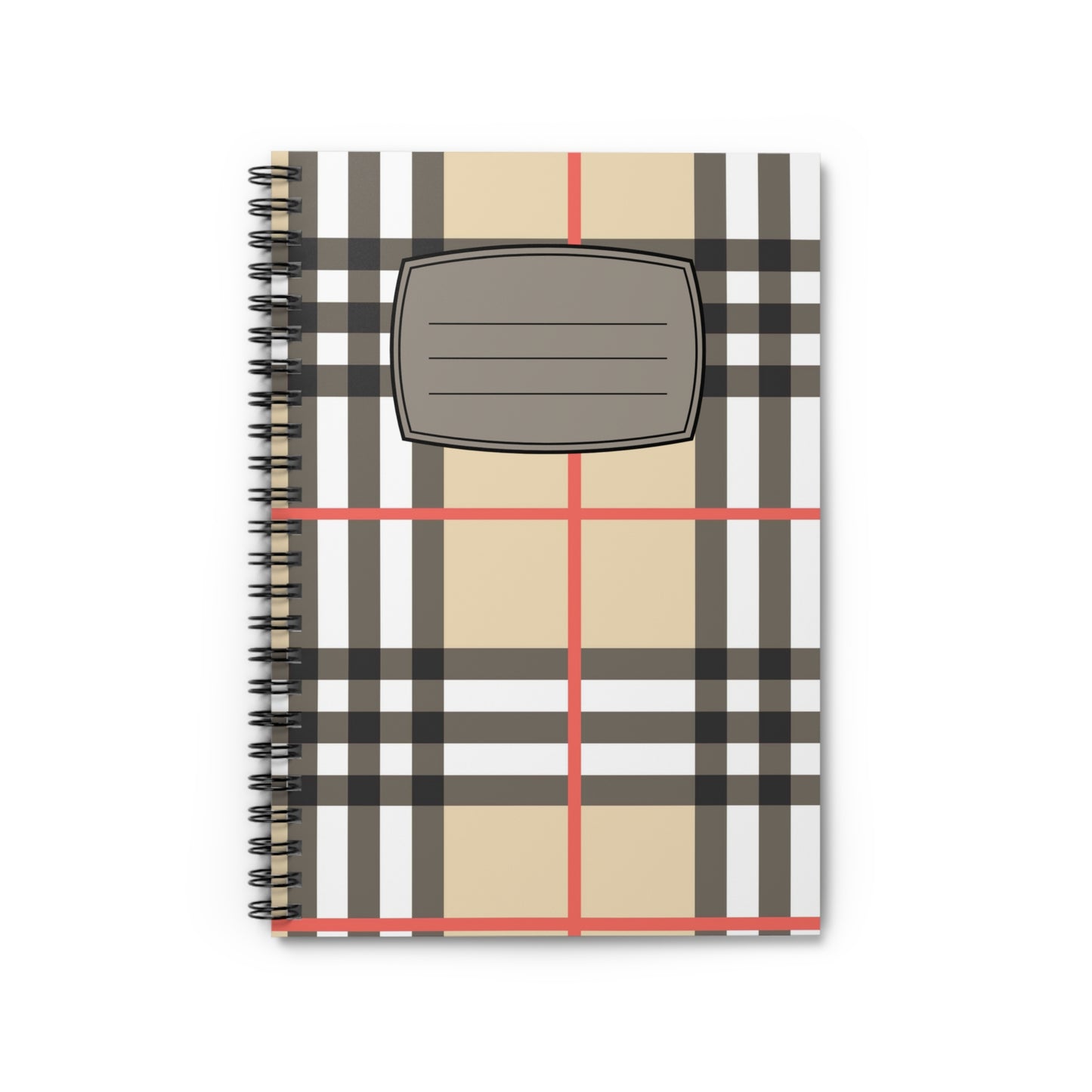 Beige Plaid Pattern Spiral Notebook | Ruled Lined Journal