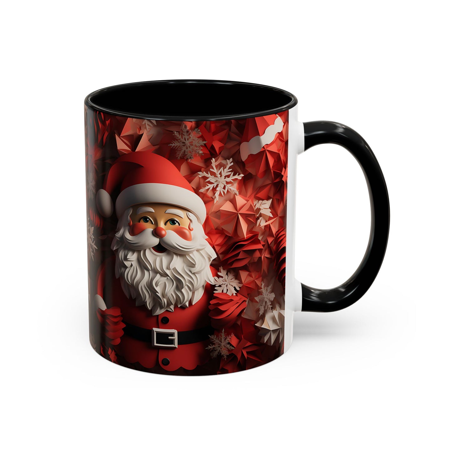 Santa Claus Mug | Christmas Santa Coffee Mug, Red Snowflake Holiday Ceramic