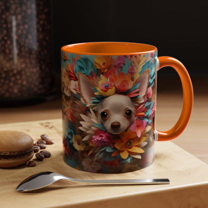 Chihuahua Floral Wreath Accent Coffee Mug — Colorful Pet Lover Gift (11/15oz)