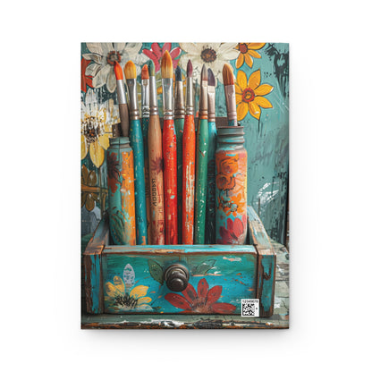 Paintbrushes and Floral Art Journal | Hardcover Notebook
