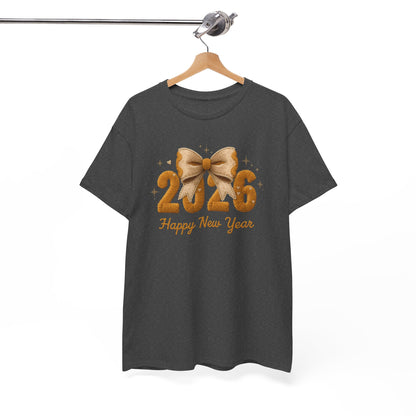 T-Shirt — 2026 Happy New Year Gold Bow Celebration Tee
