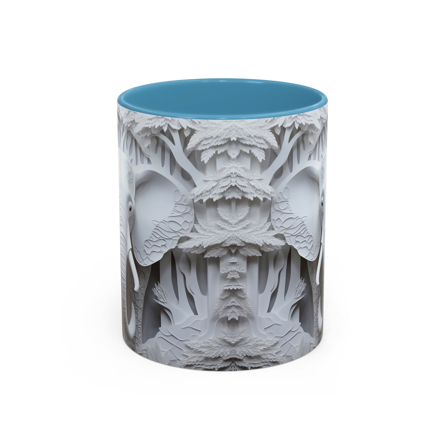 Elephant Relief Accent Coffee Mug  Grey Carved Jungle Design (11/15oz)