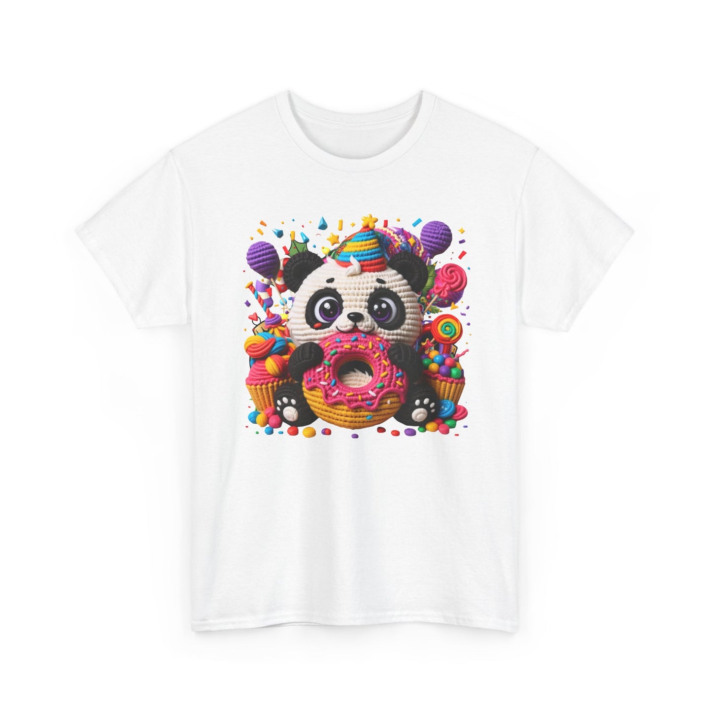 Cute Panda with Donut Tee | Colorful Candy Party Graphic