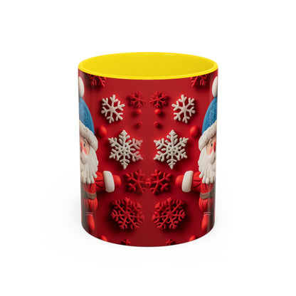 Santa Claus Pattern Mug | Red Snowflakes Christmas Coffee Cup