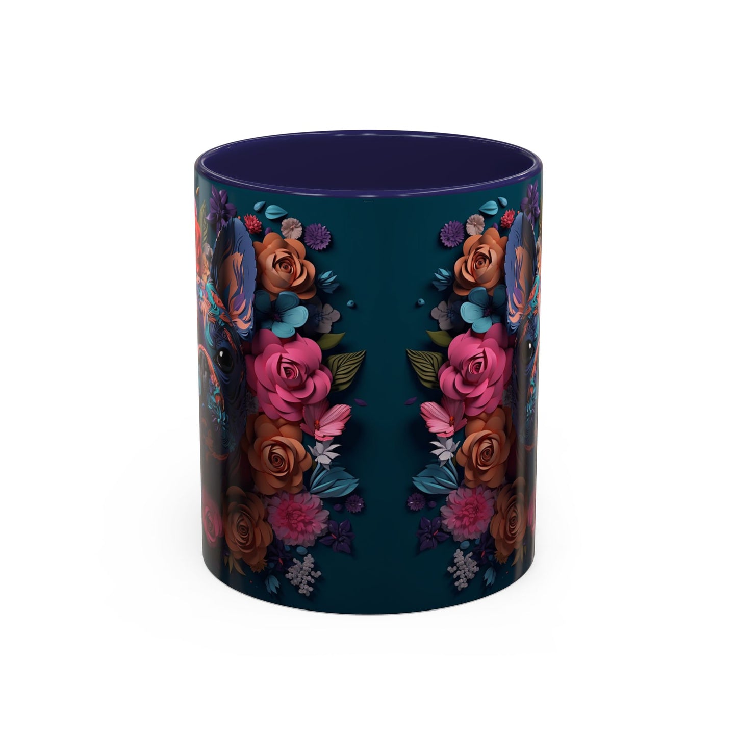 Floral French Bulldog Accent Coffee Mug - Colorful Dog Art 11/15oz