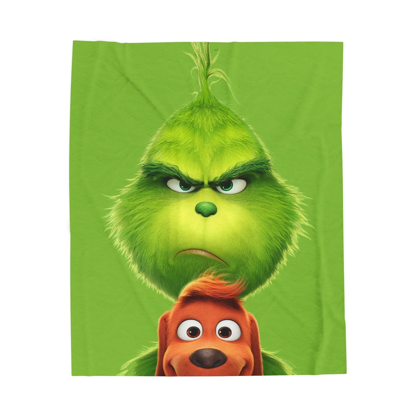 Grinch Face with Max Velveteen Plush Blanket | Christmas Movie Character Throw