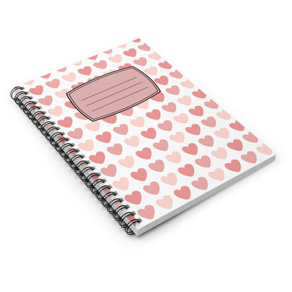 Pink Heart Pattern Spiral Notebook | Ruled Journal