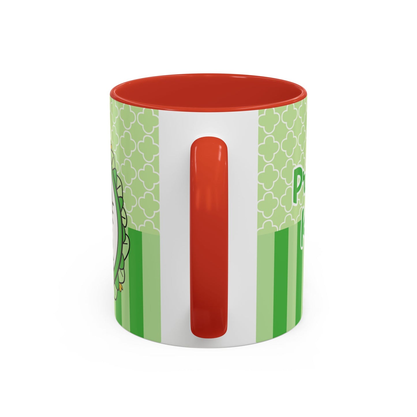 Princess Cat Illustration Accent Coffee Mug | Green Stripes