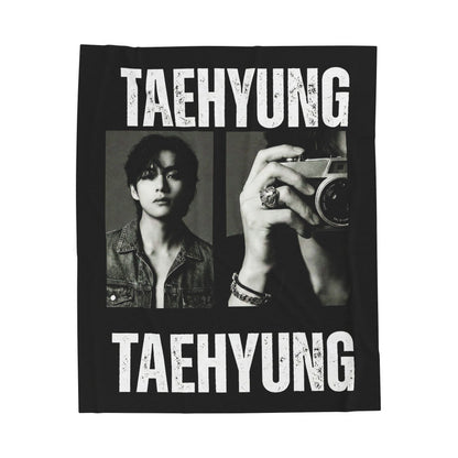 Taehyung Photo Collage Blanket | BTS Velveteen Plush Throw