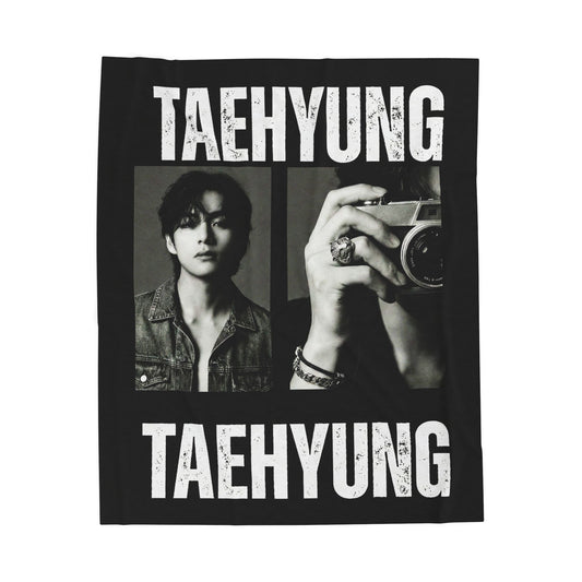Taehyung Photo Collage Blanket | BTS Velveteen Plush Throw