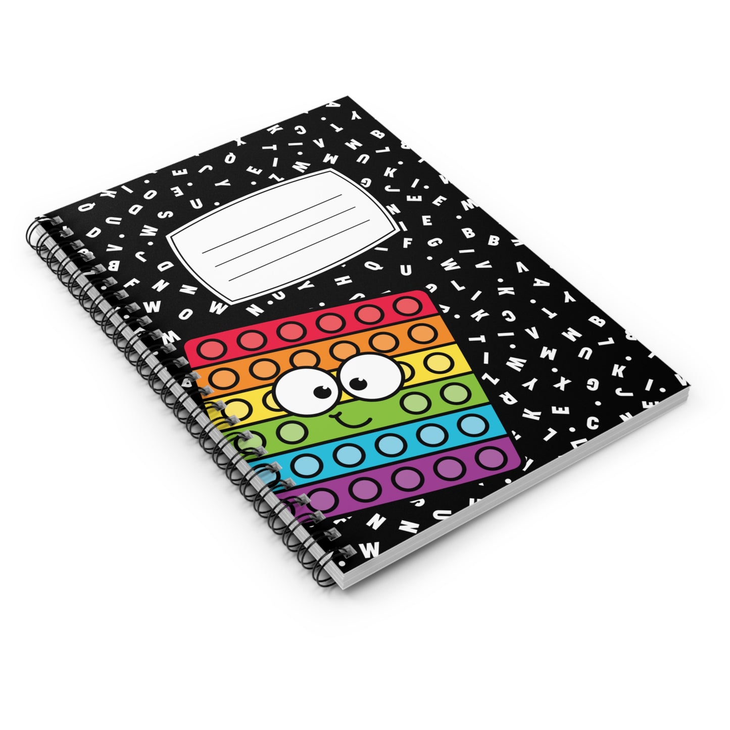 Rainbow Pop It Fidget with Eyes Spiral Notebook | Ruled Line