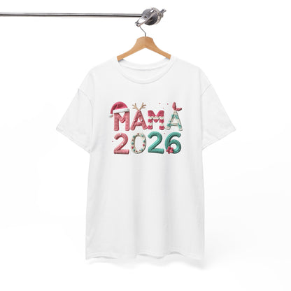 Mama 2026 Christmas Tee Festive Mama Pregnancy Announcement Shirt