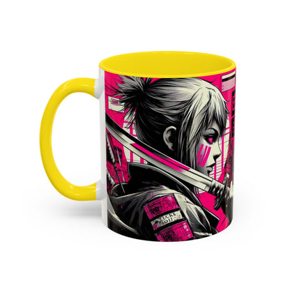 Neon Anime Samurai Mug | Accent Coffee Mug 11oz 15oz