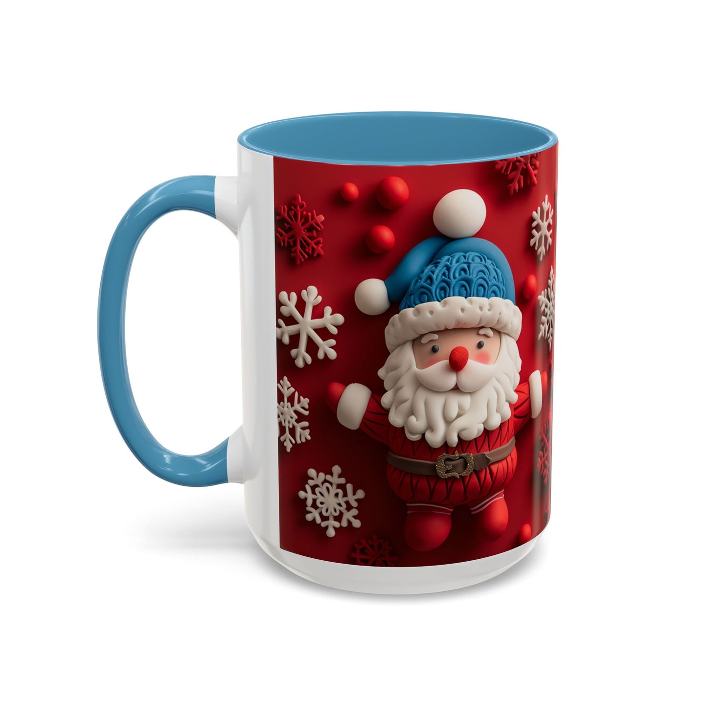 Santa Claus Pattern Mug | Red Snowflakes Christmas Coffee Cup