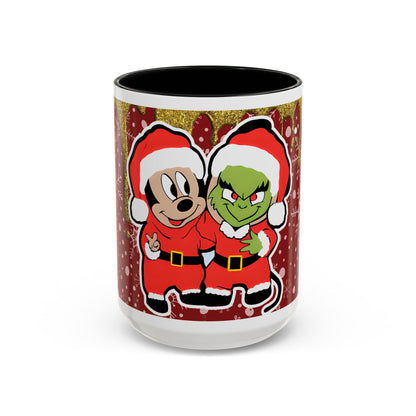 Grinch and Mouse Santa Mug | Accent Coffee Mug 11oz 15oz