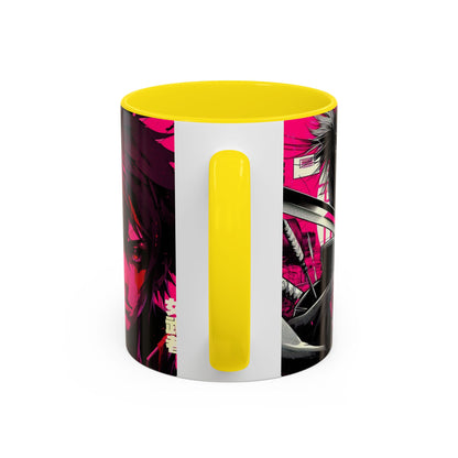 Neon Anime Samurai Mug | Accent Coffee Mug 11oz 15oz
