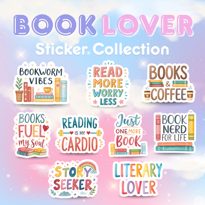 Book Lover Sticker Collection | Holographic Vinyl Water Resistant Stickers