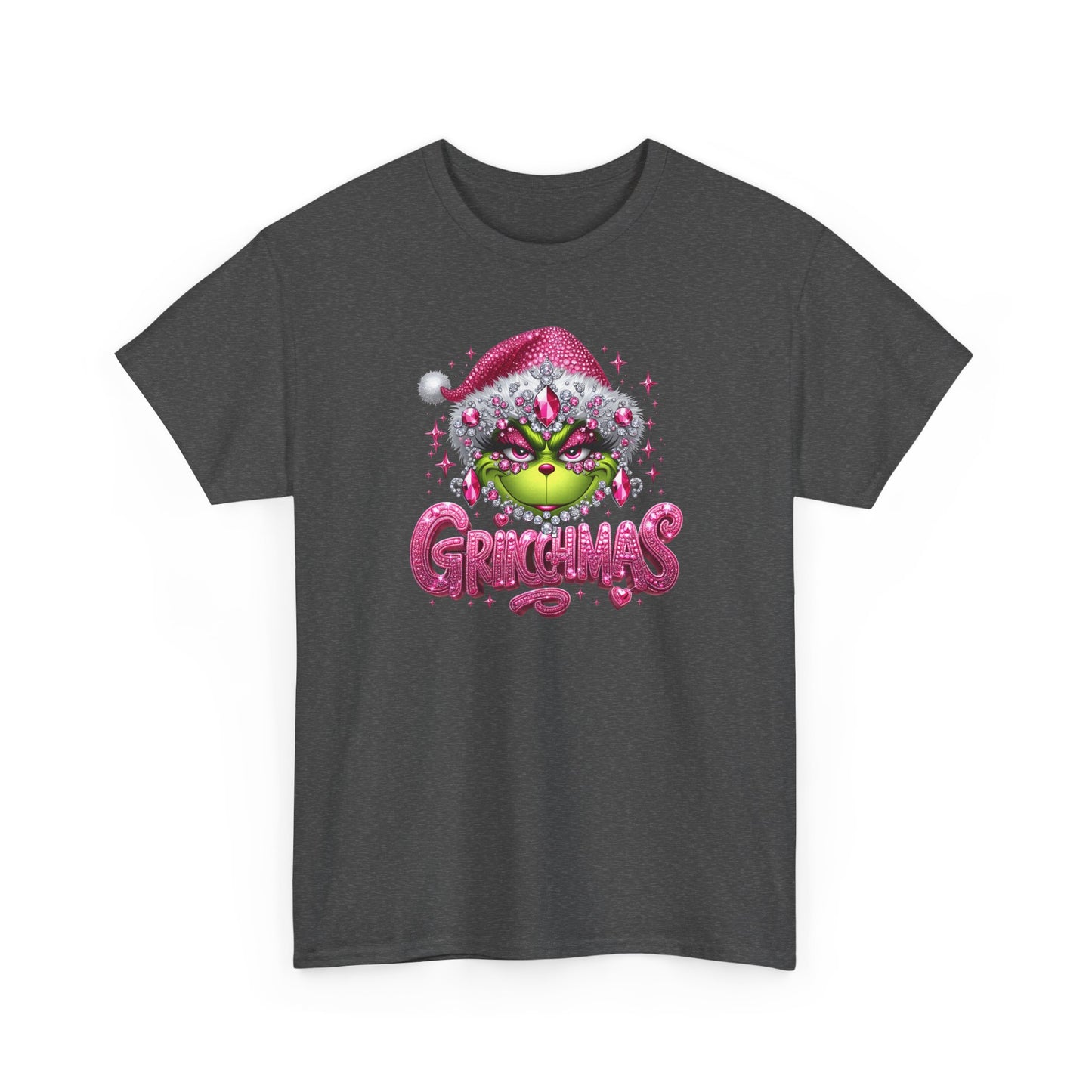 Grinch Face with Santa Hat T-Shirt | Christmas Holiday Graphic Tee