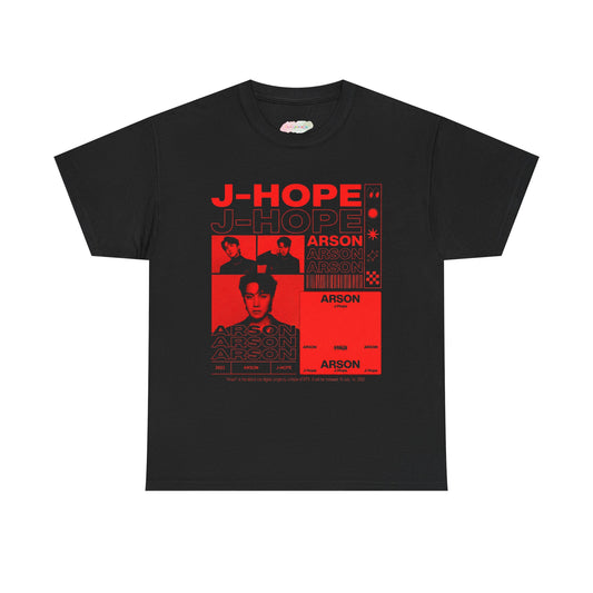 J-HOPE Arson Photo Collage Tee | Red Black K-Pop Graphic Shirt